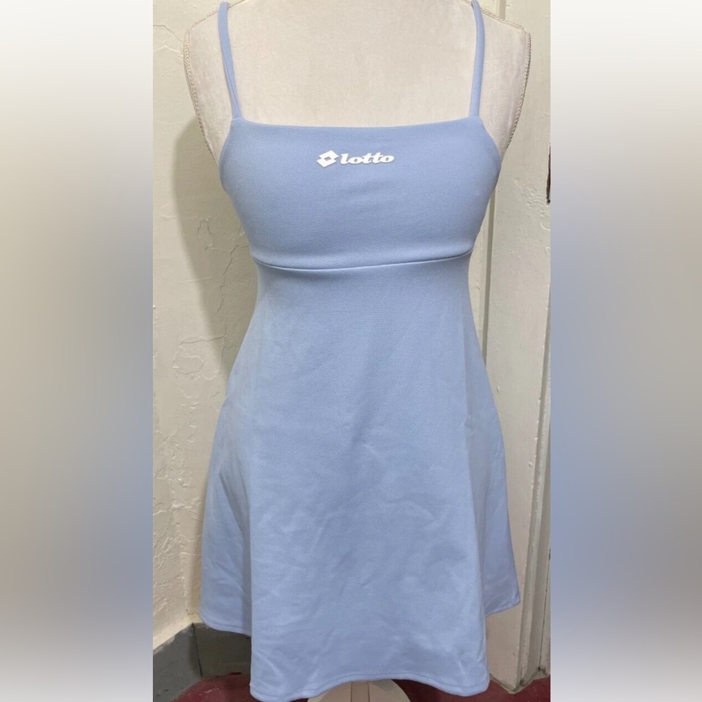 Zara Lotto Collab Limited Edition Light Blue Mini Mod Dress Size L NWT